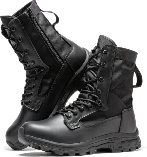 8 Inch Mens Lightweight Side Zip Tactical Boots, Comfortable Slip Resistant Rubber YKK Zipper Outdoor Hiking, EVA Cushioning Military Boot(BP401)