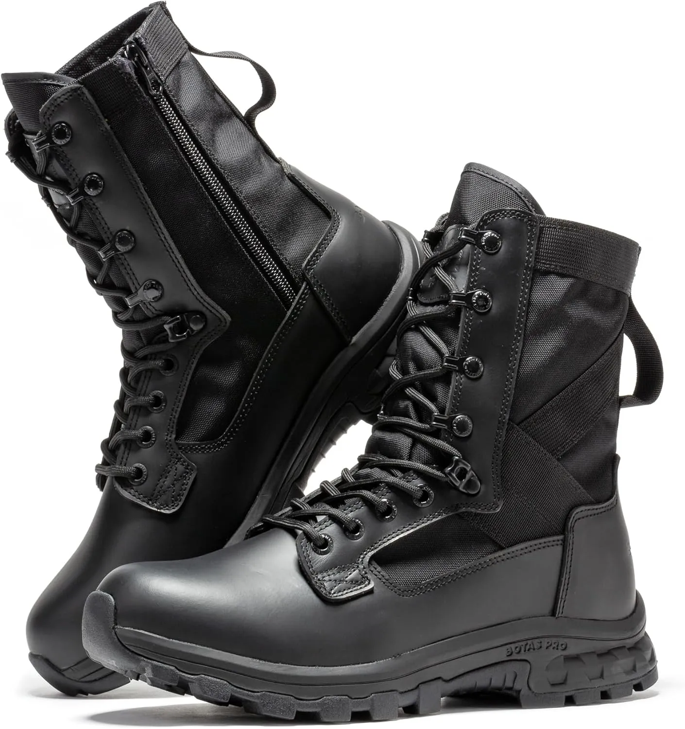 8 Inch Mens Lightweight Side Zip Tactical Boots, Comfortable Slip Resistant Rubber YKK Zipper Outdoor Hiking, EVA Cushioning Military Boot(BP401)