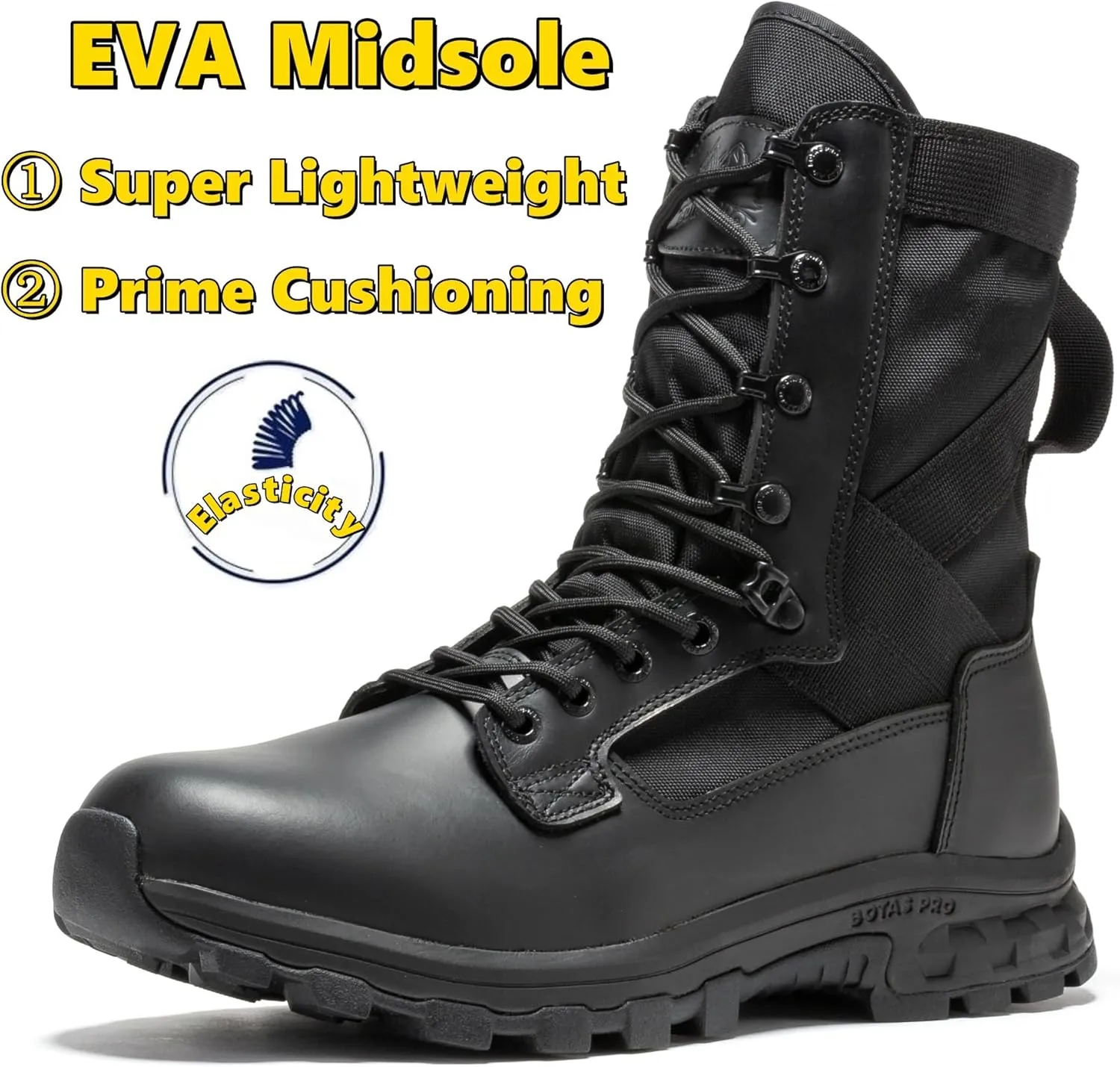 8 Inch Mens Lightweight Side Zip Tactical Boots, Comfortable Slip Resistant Rubber YKK Zipper Outdoor Hiking, EVA Cushioning Military Boot(BP401)