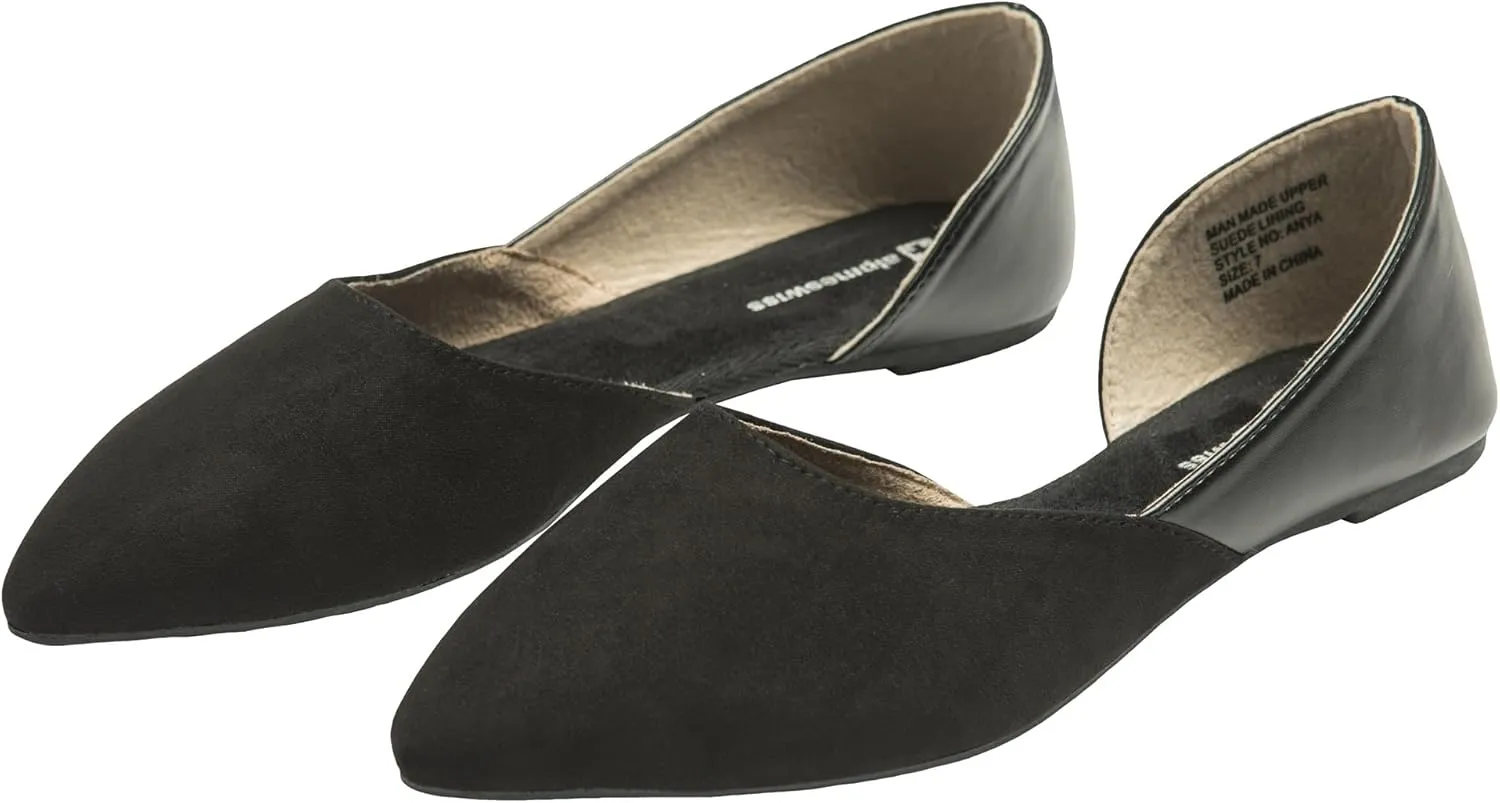 Alpine Swiss Anya Womens DOrsay Pointed Toe Ballet Flats Dressy Slip On Comfortable Shoes
