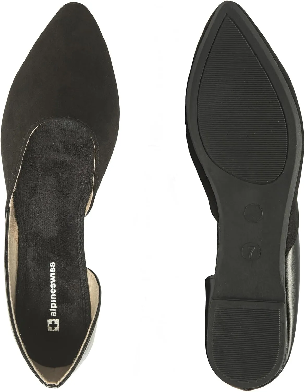 Alpine Swiss Anya Womens DOrsay Pointed Toe Ballet Flats Dressy Slip On Comfortable Shoes