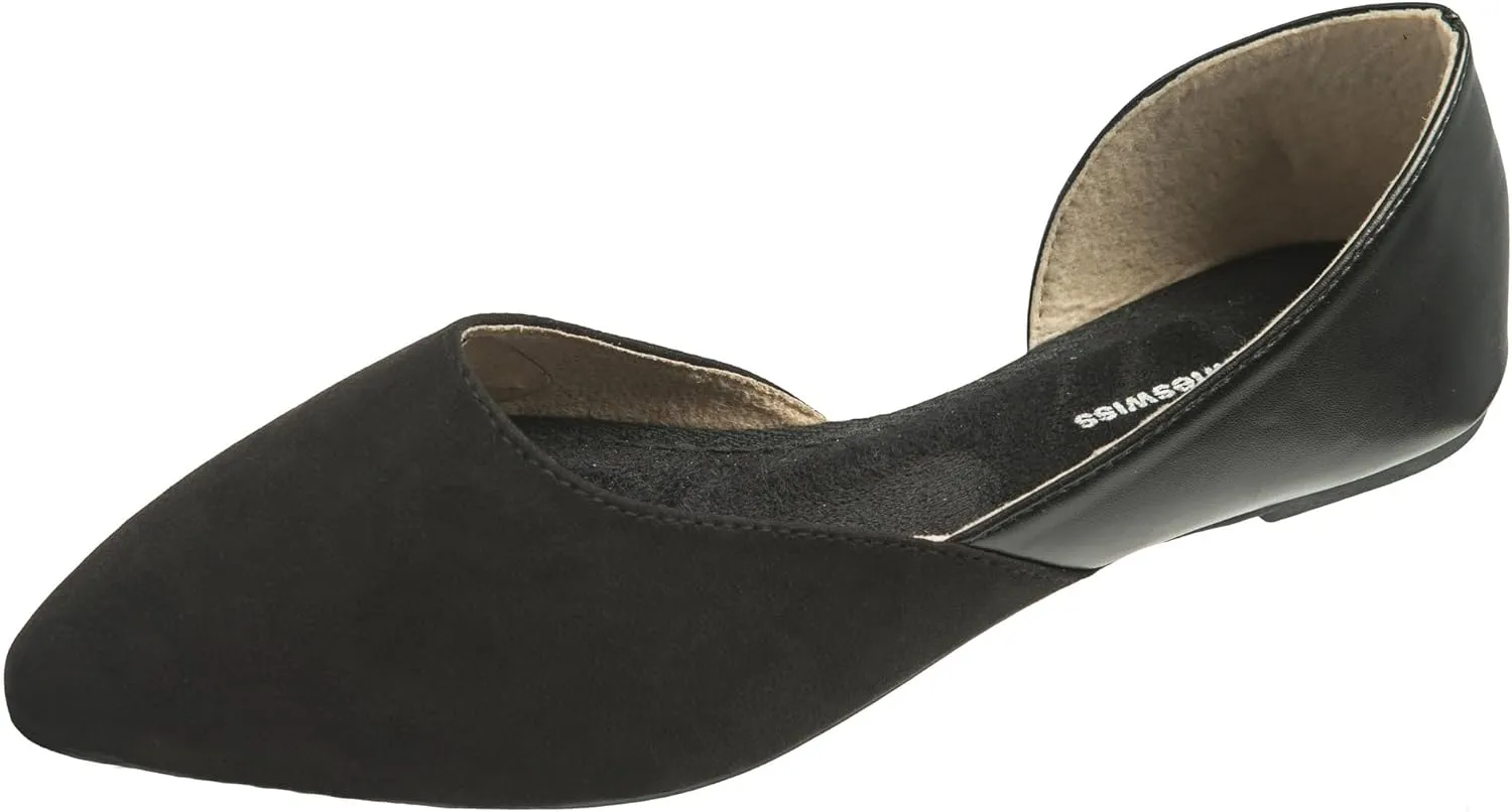 Alpine Swiss Anya Womens DOrsay Pointed Toe Ballet Flats Dressy Slip On Comfortable Shoes