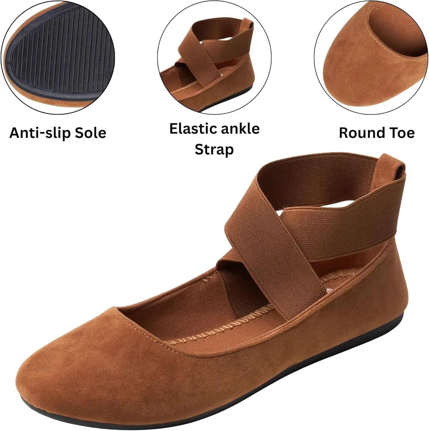 Alpine Swiss Peony Womens Ballet Flats Elastic Ankle Strap Shoes Slip On Loafers - Order 1 Size up Runs Small