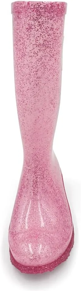 Amoji Gril Glitter Easy On Rain Boots Rubber Waterproof Boots (Little Kid/Big Kid)