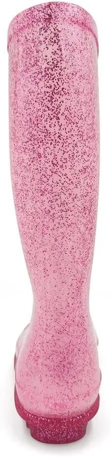 Amoji Gril Glitter Easy On Rain Boots Rubber Waterproof Boots (Little Kid/Big Kid)