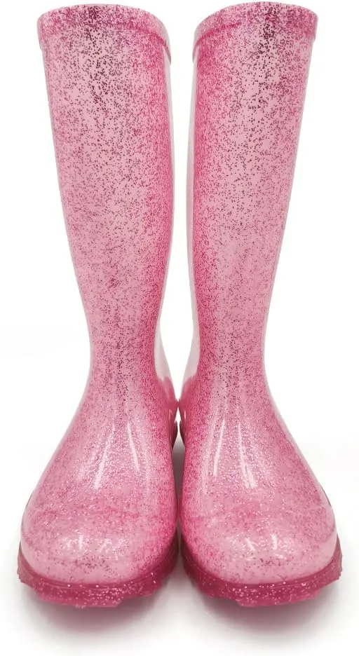 Amoji Gril Glitter Easy On Rain Boots Rubber Waterproof Boots (Little Kid/Big Kid)
