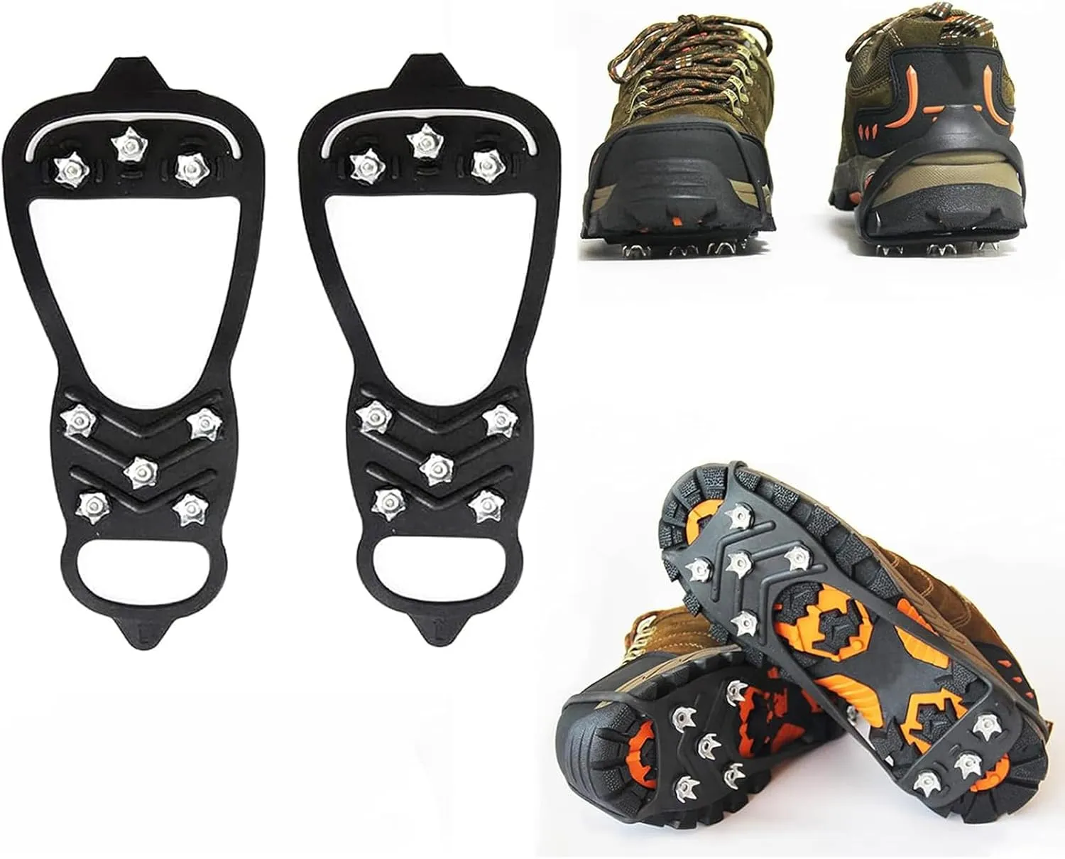 Anti-Slip Snow Ice Cleats 8 Steel Studs Anti Slip Ice Snow Grips Crampons Outdoor Adventure Walk Hiking Shoes Traction Cleats, Anti-Slip Gear for Wet Mud, Ice and Snow(US Size L 8-11)