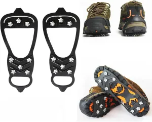 Anti-Slip Snow Ice Cleats 8 Steel Studs Anti Slip Ice Snow Grips Crampons Outdoor Adventure Walk Hiking Shoes Traction Cleats, Anti-Slip Gear for Wet Mud, Ice and Snow(US Size L 8-11)