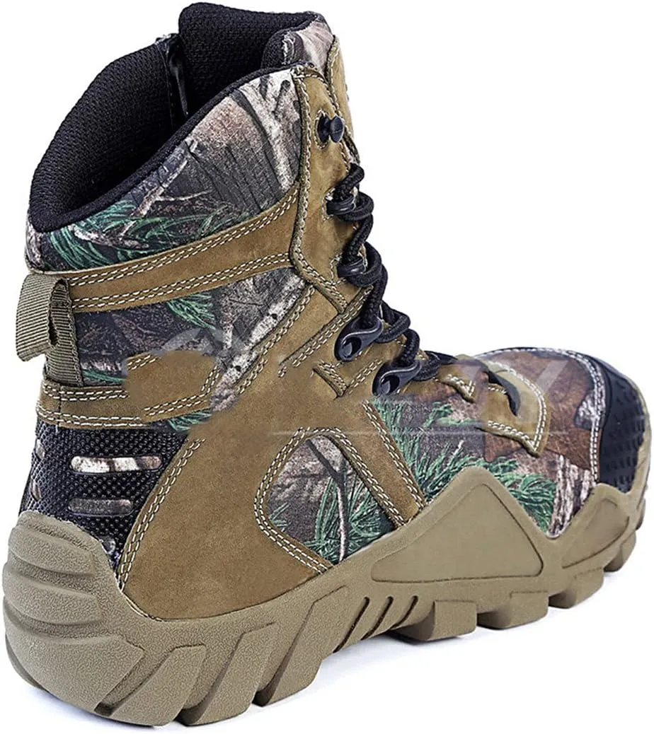 Autumn Winter Men Military Combat Army Ankle Leather Boots, Outdoor Camouflage Climbing Hiking Tactical Boot