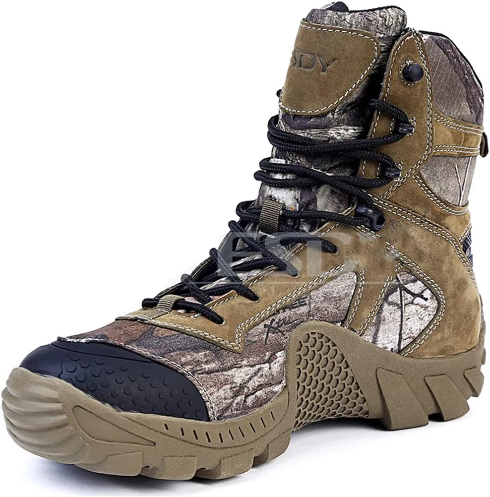 Autumn Winter Men Military Combat Army Ankle Leather Boots, Outdoor Camouflage Climbing Hiking Tactical Boot