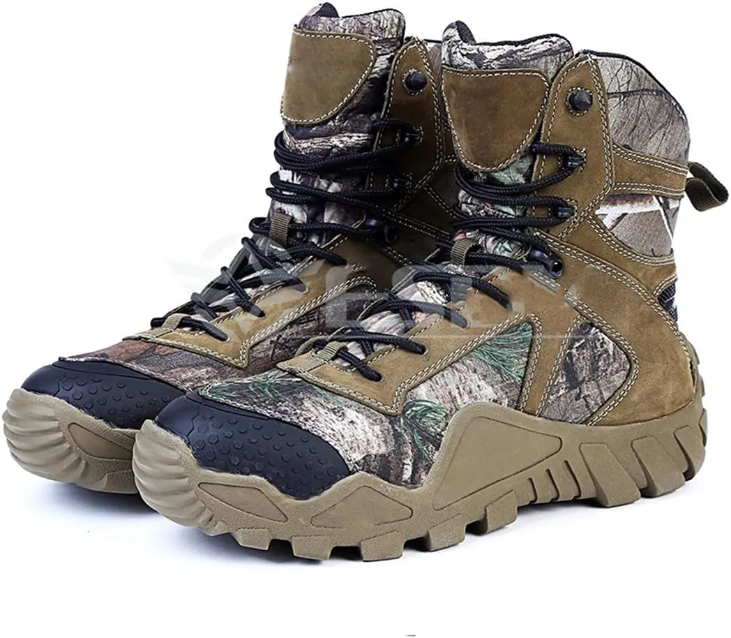 Autumn Winter Men Military Combat Army Ankle Leather Boots, Outdoor Camouflage Climbing Hiking Tactical Boot