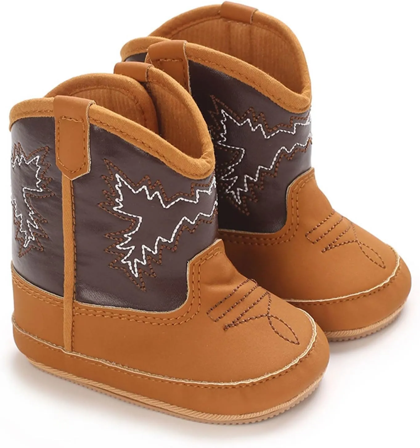 Baby Booties Western Baby Cowboy Boots Leather Western Boots Soft Sole Non-Slip Crib Shoes for Infant Toddler