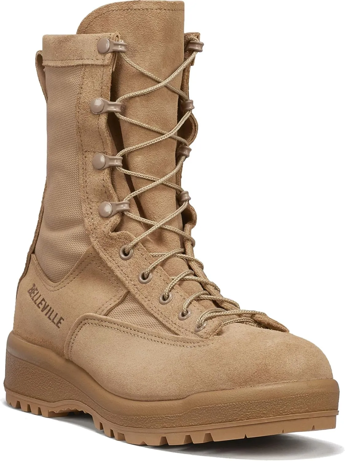 Belleville 790 8 Waterproof Flight and Combat Boots for Men - Desert Tan Leather with Vanguard Premium Cushioning and Vibram Sierra Traction Outsole; Berry Compliant