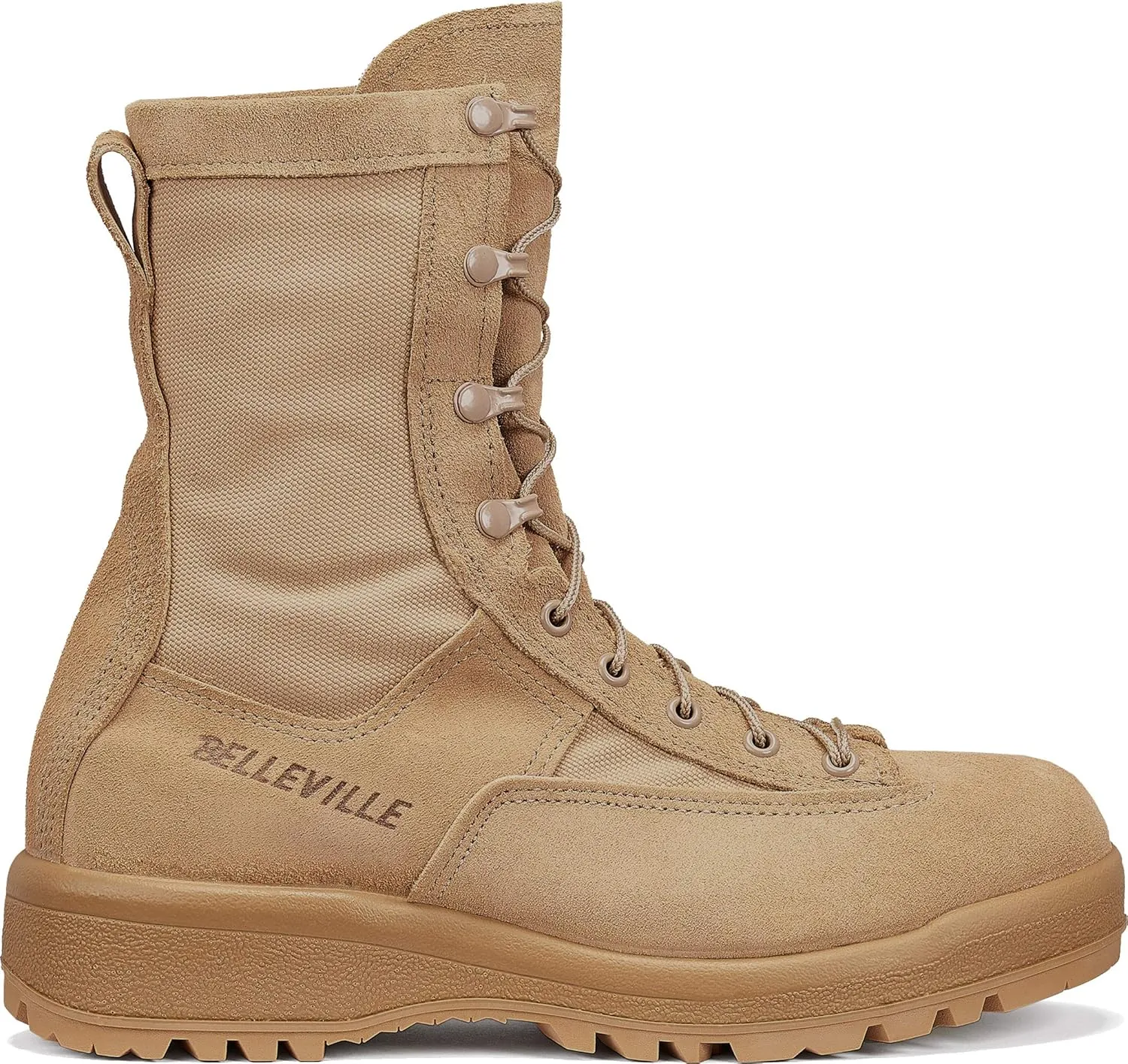 Belleville 790 8 Waterproof Flight and Combat Boots for Men - Desert Tan Leather with Vanguard Premium Cushioning and Vibram Sierra Traction Outsole; Berry Compliant