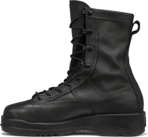 Belleville 800 ST 8 Waterproof Steel Toe Flight and Flight Deck Combat Boots for Men - US Navy Black Leather with Gore-Tex Lining and Vibram Outsole; Berry Compliant
