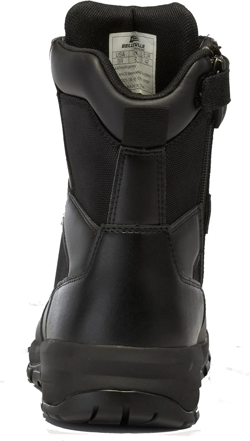 Belleville Spear Point BV918Z 8 Lightweight Black Tactical Boots for Men with Zipper - Designed for Police, EMS, and Security Personnel with Zone Traction Rubber Outsole