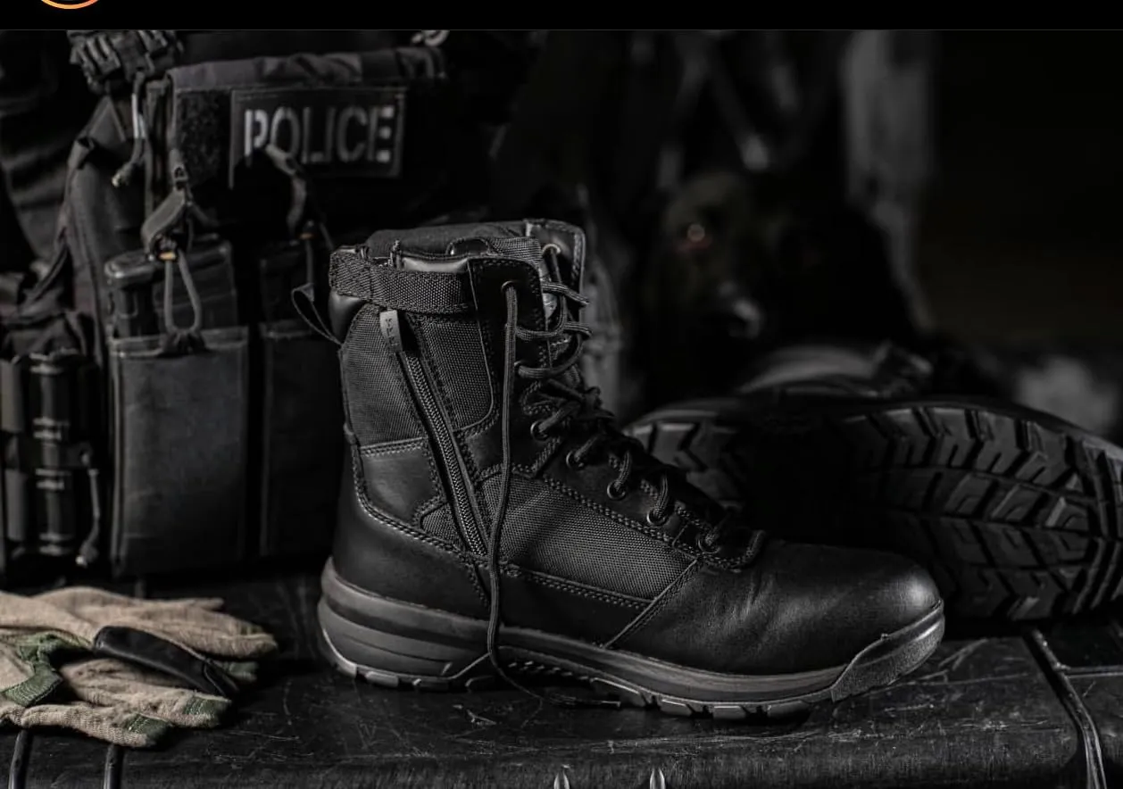 Belleville Spear Point BV918Z 8 Lightweight Black Tactical Boots for Men with Zipper - Designed for Police, EMS, and Security Personnel with Zone Traction Rubber Outsole