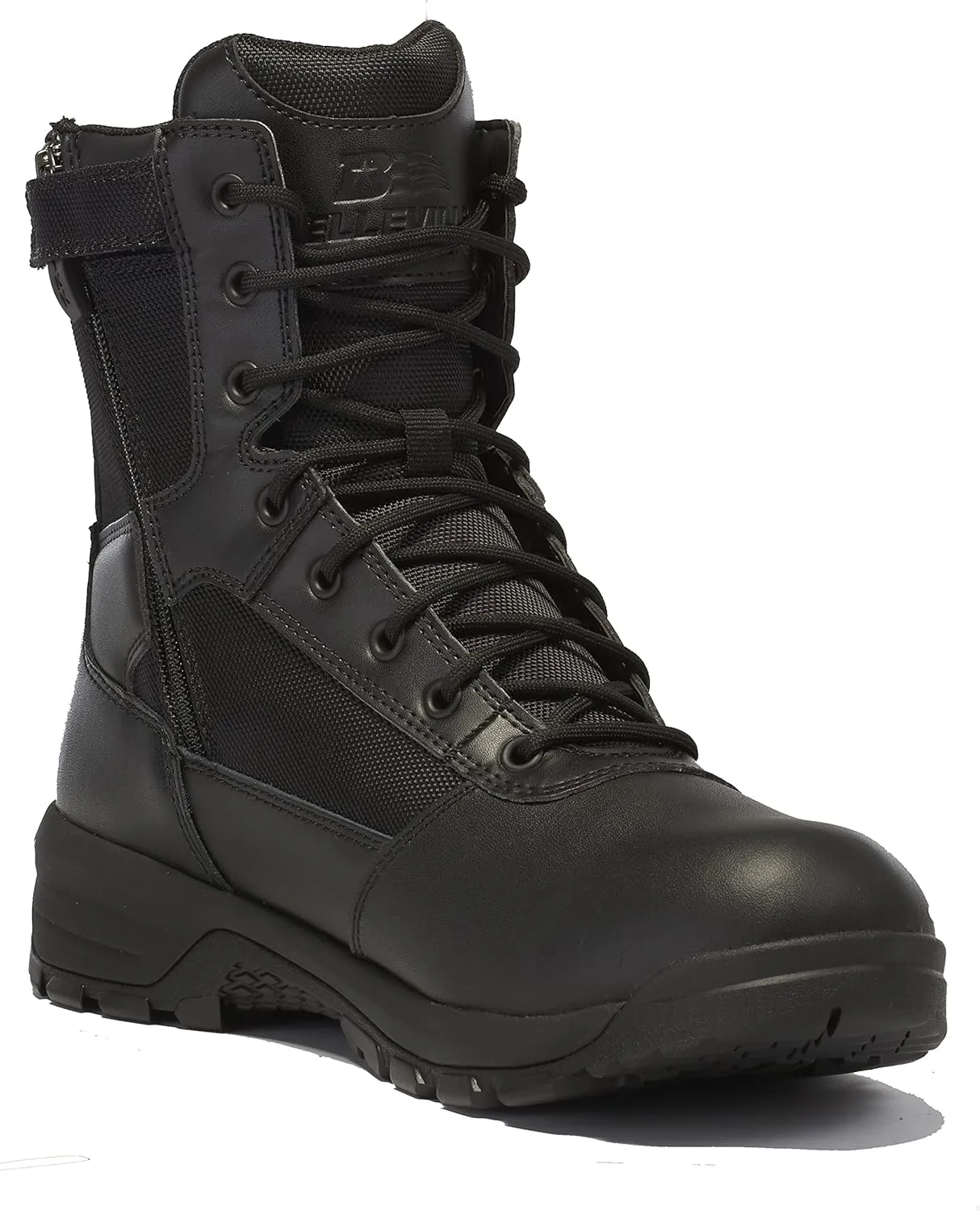 Belleville Spear Point BV918Z 8 Lightweight Black Tactical Boots for Men with Zipper - Designed for Police, EMS, and Security Personnel with Zone Traction Rubber Outsole