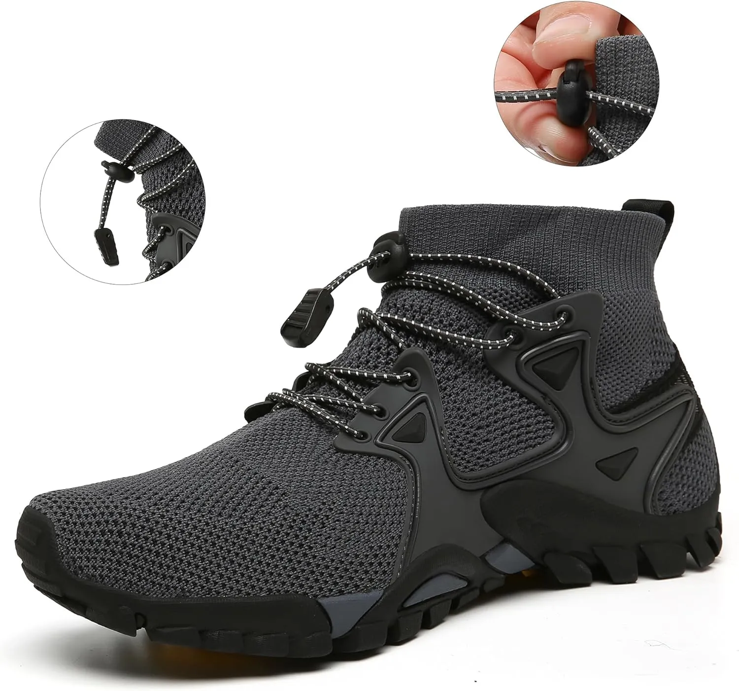 BEONZUL Men's Hiking Shoes Outdoor Lightweight Mesh Water Shoes Anti Slip Ankle Breathable Hike Trekking Trails Shoes