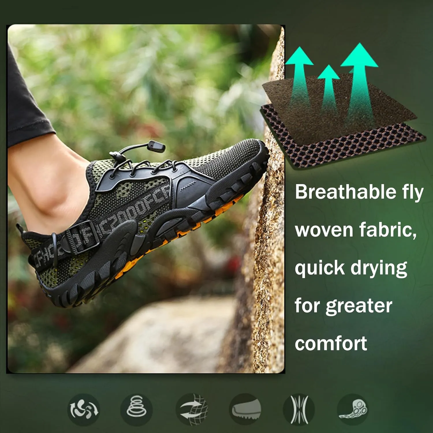 BEONZUL Men's Waterproof Hiking Shoes Outdoor Comfortable Lightweight Anti Slip Ankle Breathable Hike Trekking Trails Shoes