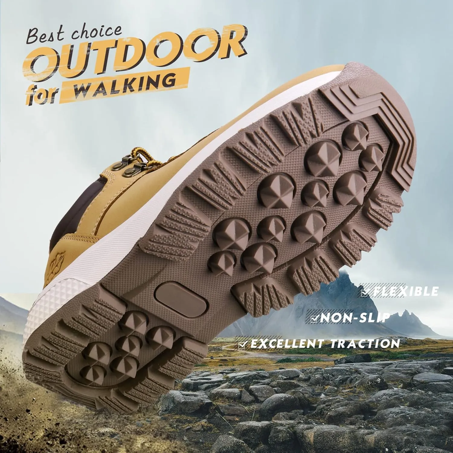 Boys Hiking Shoes Anti-Slip Water Resistant Zipper Lace-Up Running Walking Sneaker (Little/Big Kids)