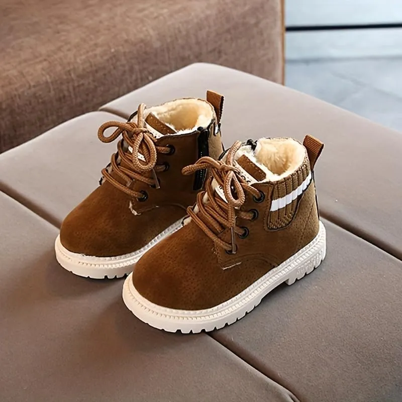 Boys Winter Boots Warm Ankle-high Shoes Outdoor Sports Non-Slip Hiking Shoes Winter Shoes Antiskid Boots for Kids
