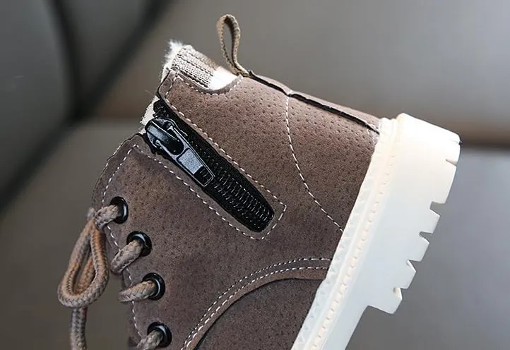 Boys Winter Boots Warm Ankle-high Shoes Outdoor Sports Non-Slip Hiking Shoes Winter Shoes Antiskid Boots for Kids