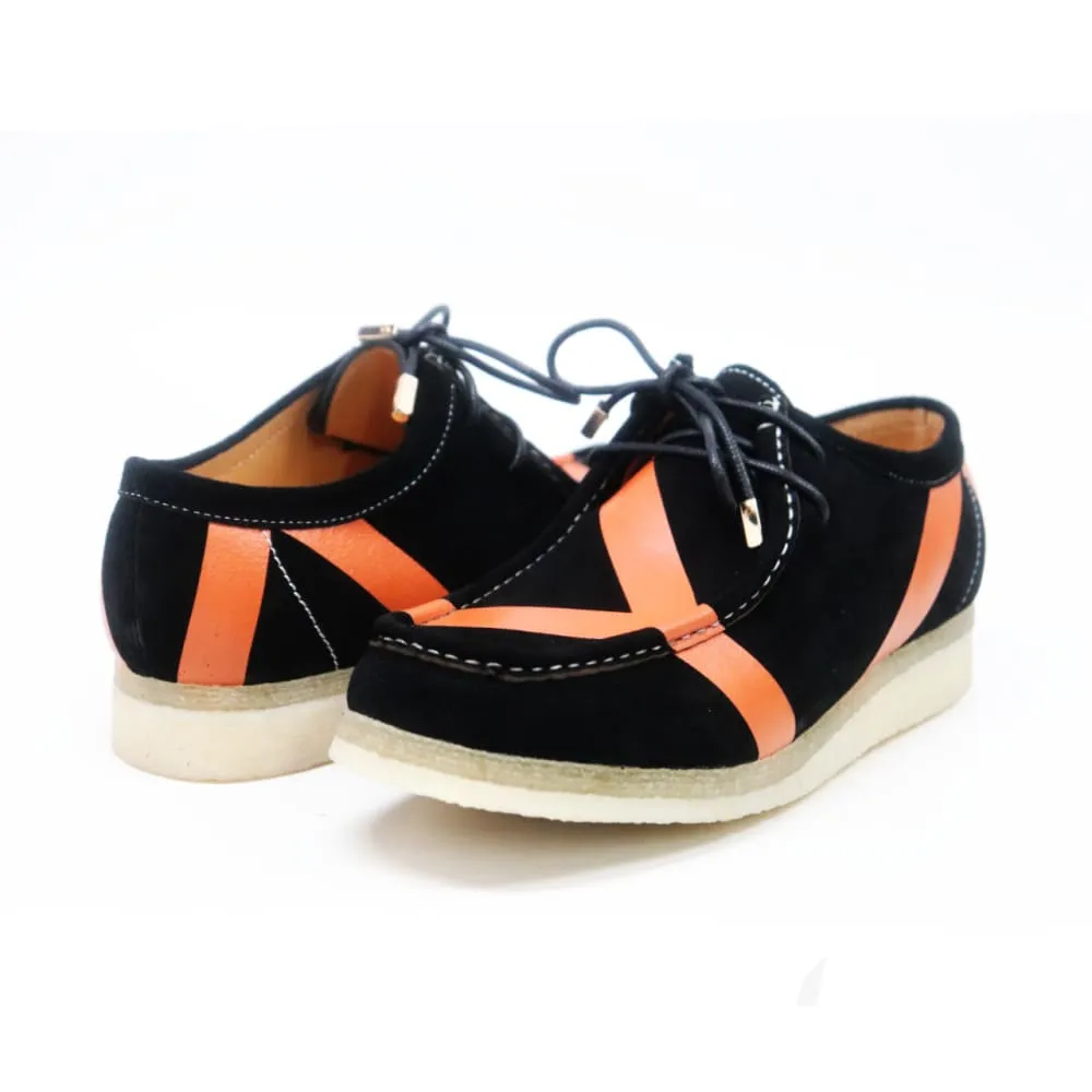 British Walkers Wallabee Low Top Walker Stripe Men's Black and Orange Striped Suede
