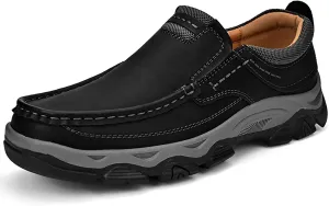 bumuam Men's Waterproof Hiking Shoes, Men's Slip On Hands Non Slip Work Loafers, No Laces Lightweight Breathable Casual Sneaker, for Outdoor Hiking