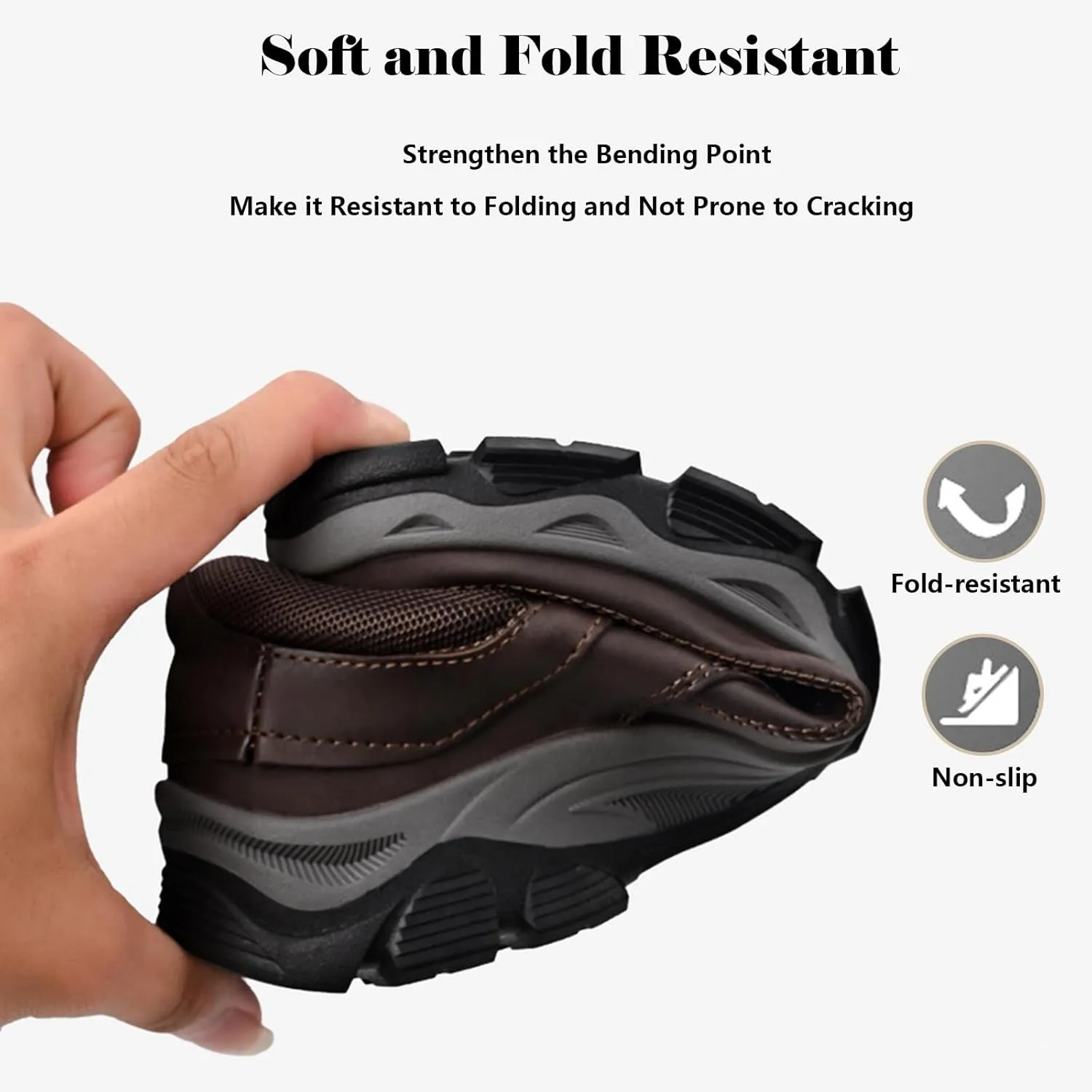 bumuam Men's Waterproof Hiking Shoes, Men's Slip On Hands Non Slip Work Loafers, No Laces Lightweight Breathable Casual Sneaker, for Outdoor Hiking