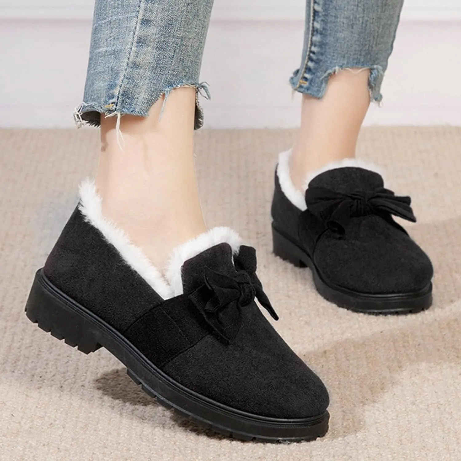Butterfly Waterproof Snow Boots for Women Bow Fashion Women Winter Boots Heavyweight Womens Booties Anti-Slip Thermal