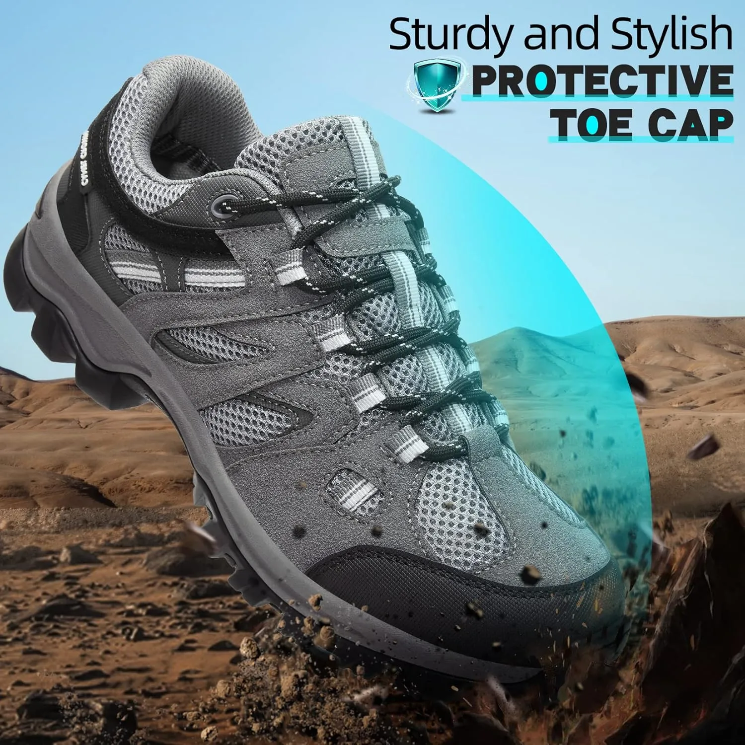 CAMELSPORTS Mens Hiking Shoes Low Top Walking Hiking Shoes for Men Outdoor Ankle Support Breathable Trekking Trails Shoes Hiking Sneakers Mens