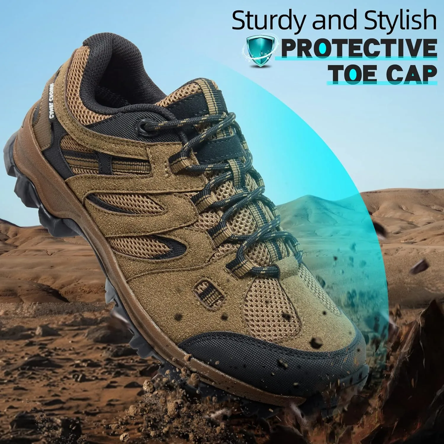 CAMELSPORTS Mens Hiking Shoes Low Top Walking Hiking Shoes for Men Outdoor Ankle Support Breathable Trekking Trails Shoes Hiking Sneakers Mens