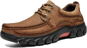 ChicWind Men's Anti Slip Outdoor Leather Sneakers Adventure Moc Hiking Shoes