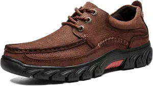 ChicWind Men's Anti Slip Outdoor Leather Sneakers Adventure Moc Hiking Shoes