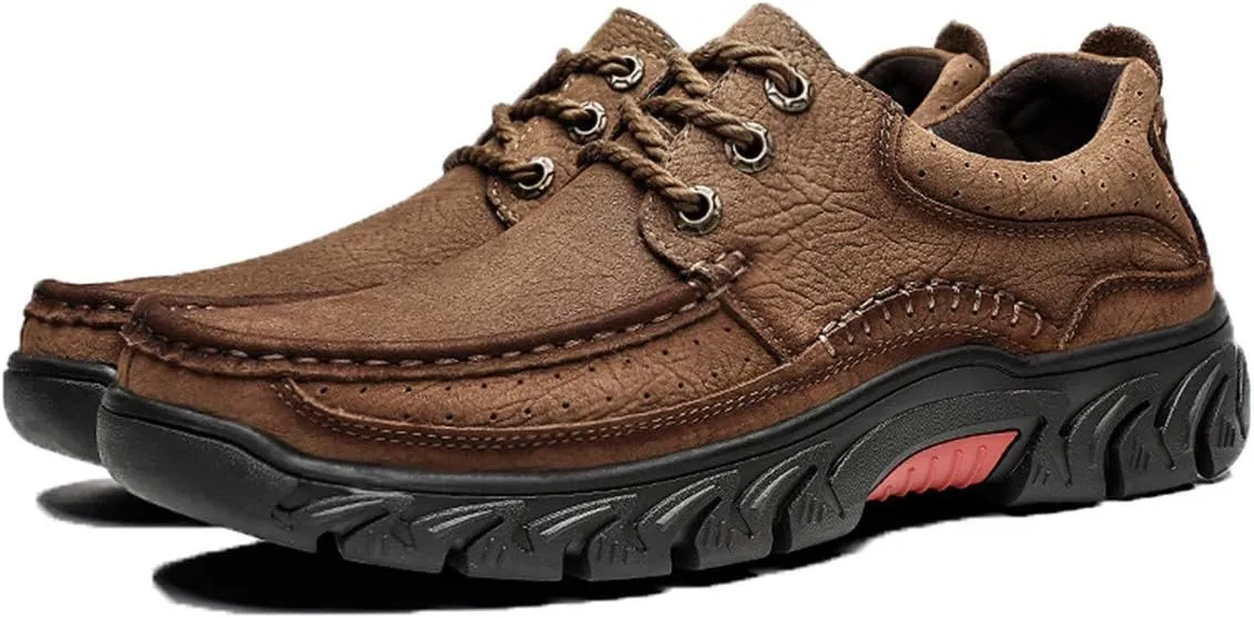 ChicWind Men's Anti Slip Outdoor Leather Sneakers Adventure Moc Hiking Shoes
