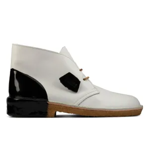 Clarks Originals Desert Boots Men's White and Black Two Tone Leather 26159092