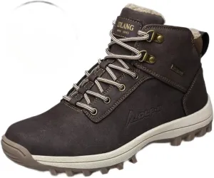 CrazycatZ Mens PU Leather Snow Boots Ankle Sneakers High Top Winter Shoes with Fur Lining