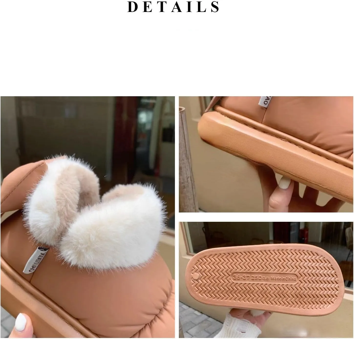 Cute Bow Snow Boots Winter Waterproof Slip Resistant Cold Weather Shoes Indoor Outdoor Warm Fuzzy Fluffy Slippers