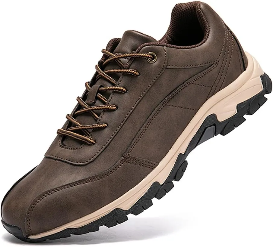 DESESE Men's Waterproof Hiking Shoes Non-Slip Breathable Lightweight Sneakers for Outdoor Trekking Walking Casual Leather Running Shoes