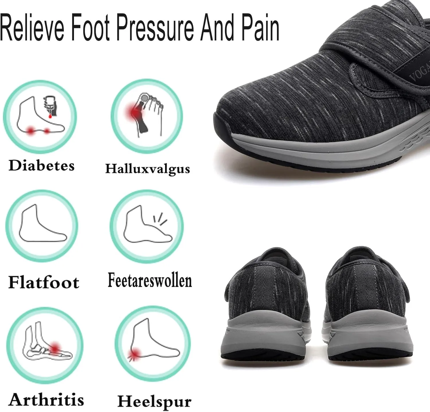 Diabetic Shoes for Women Arch Support Cushioning Adjustable Widch Orthotic for Swollen Feet Elderly Foot Pain Relief Neuropathy