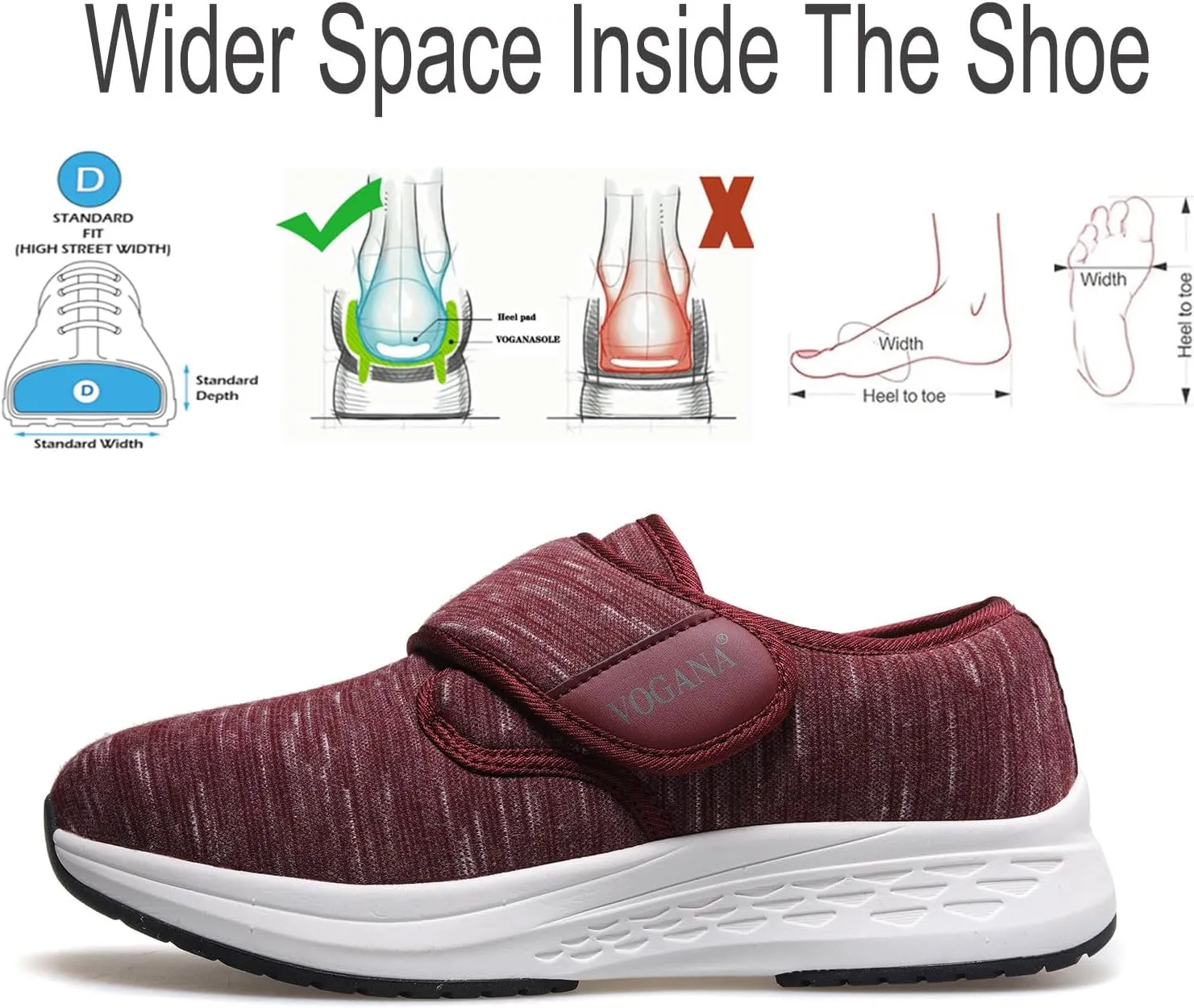 Diabetic Shoes for Women Arch Support Cushioning Adjustable Widch Orthotic for Swollen Feet Elderly Foot Pain Relief Neuropathy