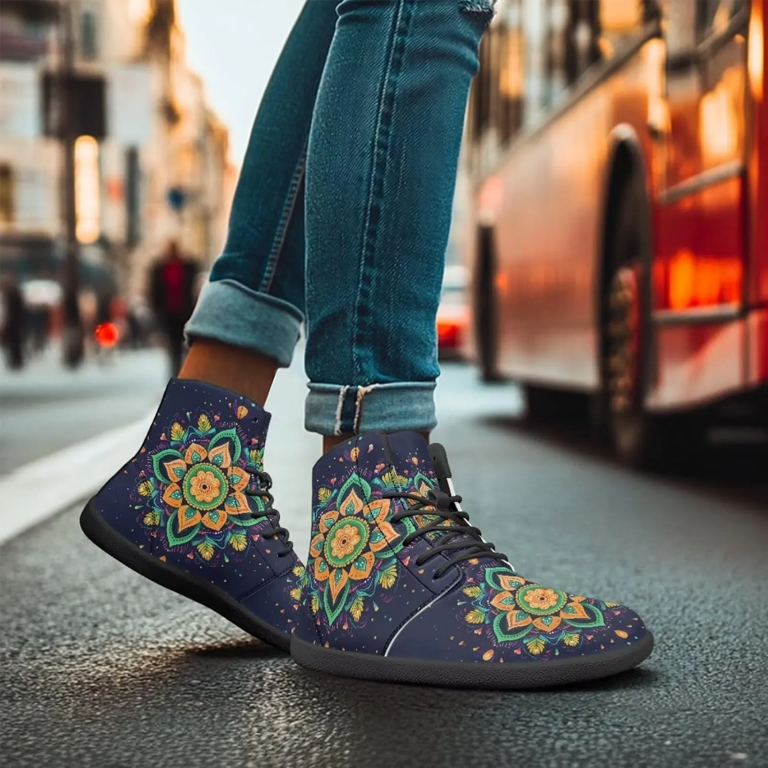 Ethnic Mandala Unisex Minimalist Wide Barefoot Shoes Women Zero Drop Sneaker Men's Wide Trail-Running Shoes