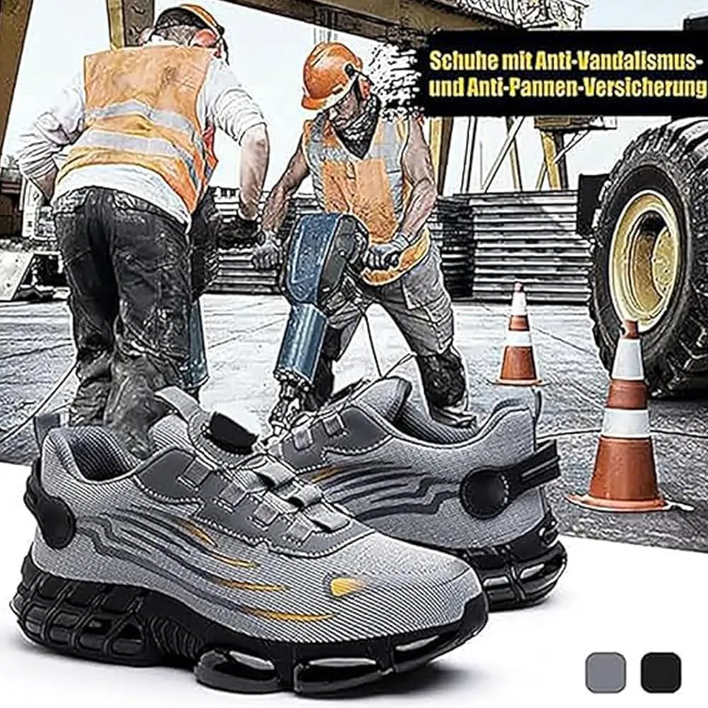 Evontura Steel Toe Shoes Power Trainers, Men's Steel Toe Safety Work Shoes, Comfortable Lightweight Puncture Proof Slip on Indestructible Sneakers, Smash Stab Resistant Air Cushion Shoes (Grey,9)