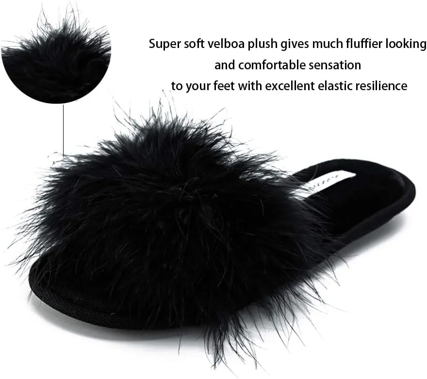 Extreme Plush Ladys Sexy Slip-on Comfortable Slippers Womens Fluffy Indoor Open-toe Scuff