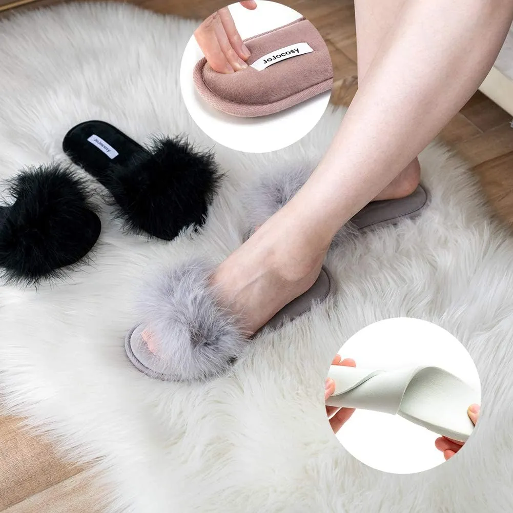 Extreme Plush Ladys Sexy Slip-on Comfortable Slippers Womens Fluffy Indoor Open-toe Scuff