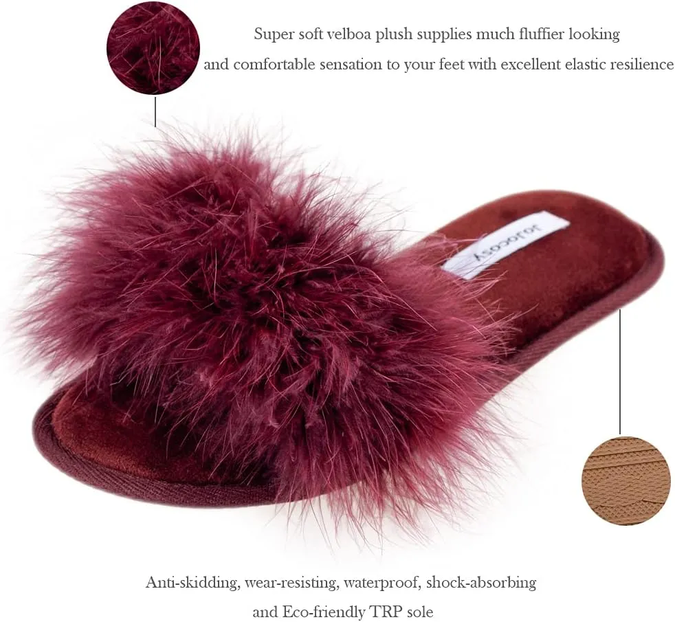 Extreme Plush Ladys Sexy Slip-on Comfortable Slippers Womens Fluffy Indoor Open-toe Scuff