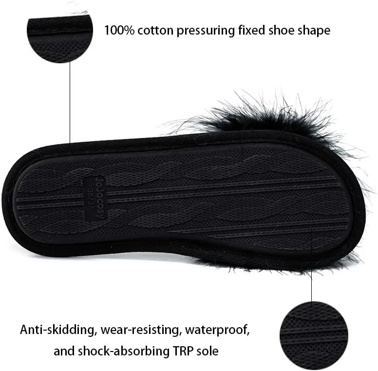Extreme Plush Ladys Sexy Slip-on Comfortable Slippers Womens Fluffy Indoor Open-toe Scuff