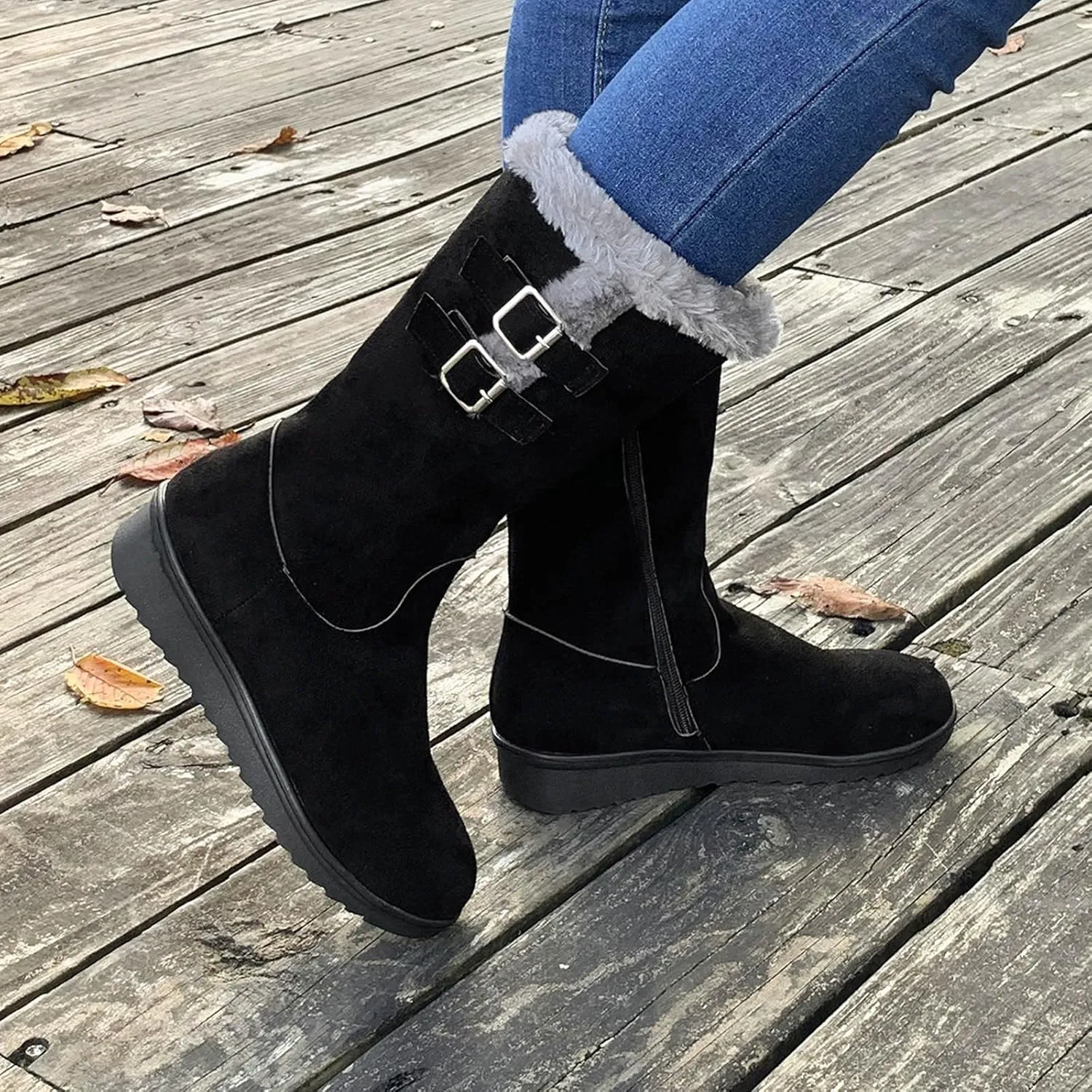 Fashion Flock Boots for Women Cold Proof Insulated Snow Boots Soft Flat Soled Winter High Boots for Women