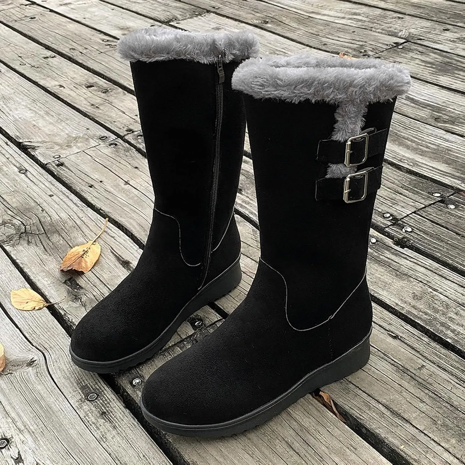 Fashion Flock Boots for Women Cold Proof Insulated Snow Boots Soft Flat Soled Winter High Boots for Women